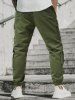Men's Streetwear Solid Color Multi-pockets Design Techwear Beam Feet Drawstring Cargo Pants -  