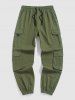 Men's Streetwear Solid Color Multi-pockets Design Techwear Beam Feet Drawstring Cargo Pants -  