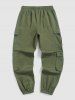 Men's Streetwear Solid Color Multi-pockets Design Techwear Beam Feet Drawstring Cargo Pants -  
