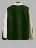 Colorblock Front Pocket Design Woolen Jacket -  