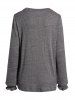 Heathered Simple Knit Ruffle Cuff Long Sleeve Casual Top -  