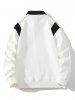 Men's Casual College Style Colorblock Polo Collar Pullover Sweatshirt -  