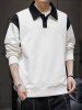 Men's Casual College Style Colorblock Polo Collar Pullover Sweatshirt -  