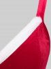 Christmas Plus Size Velvet Lace Up Fluffy Trim Ruched A Line Babydoll Lingerie Set -  