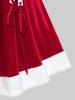 Christmas Plus Size Velvet Lace Up Fluffy Trim Ruched A Line Babydoll Lingerie Set -  