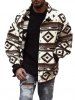 Men's Ethnic Aztec Printed Button Fly Turn-down Collar Jacket -  