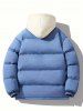 Dual Zip Hooded Pocket Colorblock Faux Twinset Puffer Padded Coat -  