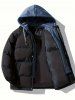 Dual Zip Hooded Pocket Colorblock Faux Twinset Puffer Padded Coat -  