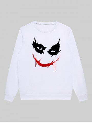 Gothic Mask Face Print Hoodie For Men - WHITE - XL