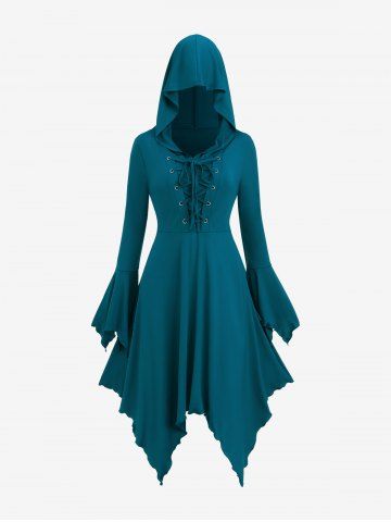 Robe Capuche Mouchoir Papillon De Grande Taille Lacets En Bleu