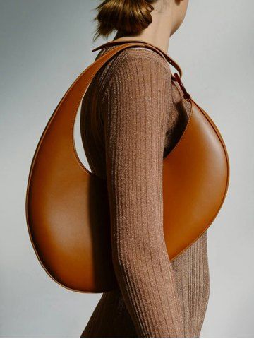 Women's Large Capacity Half Moon Crescent Design Underarm Shoulder Bag - COFFEE