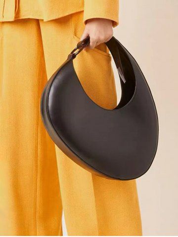 Women's Large Capacity Half Moon Crescent Design Underarm Shoulder Bag - BLACK