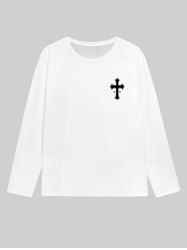 T-shirt Homme Gothique Imprimé Lettre et Croix - Blanc M