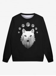 T-shirt Gothique Imprimé Forêt Lune et Loup 3D pour Homme - Noir XL