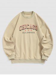 Men's CHICAGO Letter Pattern Crew Neck Drop-shoulder Sweatshirt -  