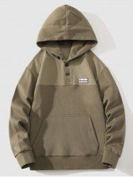 Men's Letter Embroidered Patch Design Kangaroo Pocket Pullover Hoodie -  