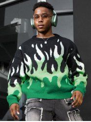 Y2K Aesthetic Flame Graphic Casual Sweater -  
