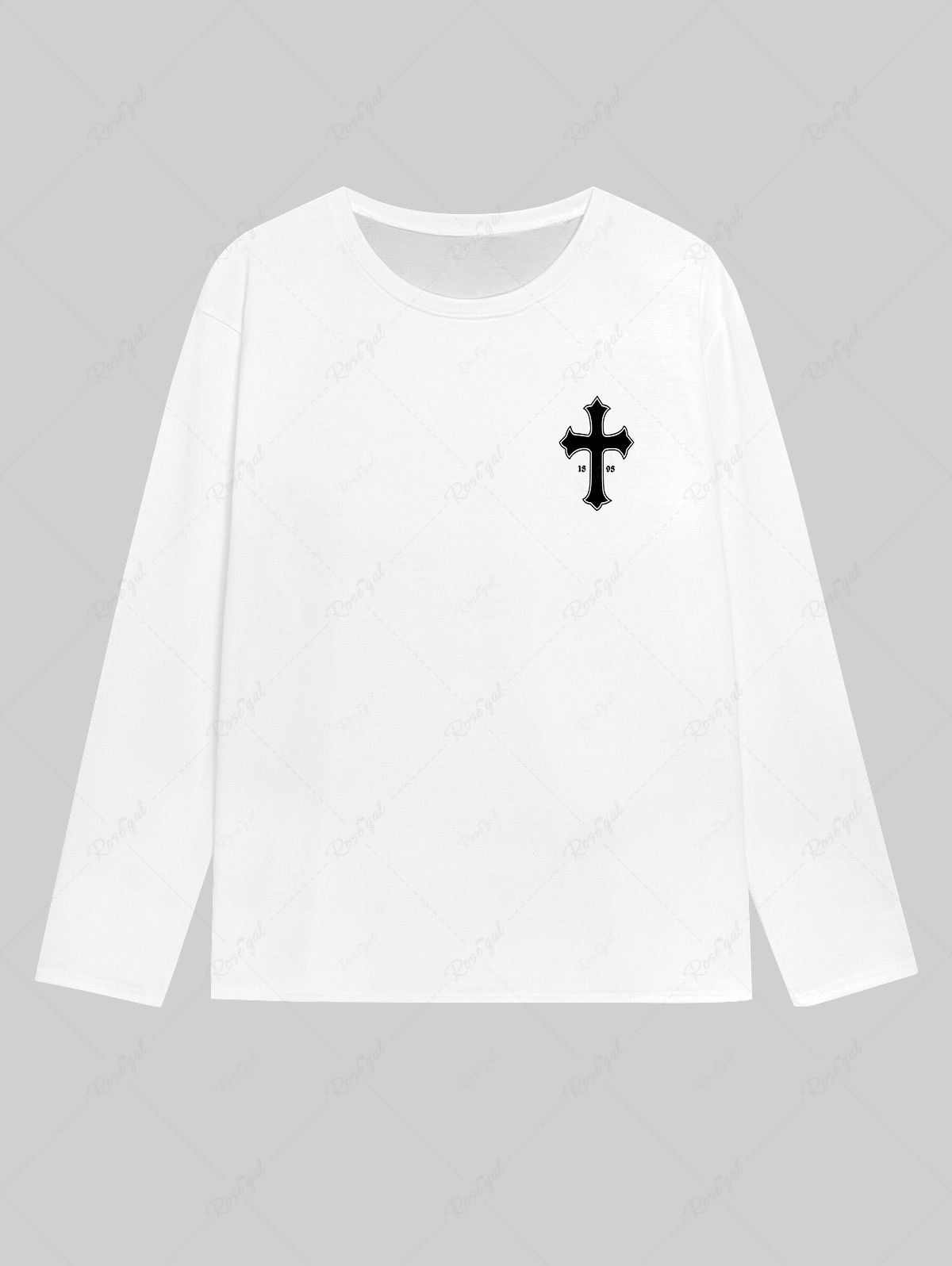 T-shirt Homme Gothique Imprimé Lettre et Croix Blanc 5XL