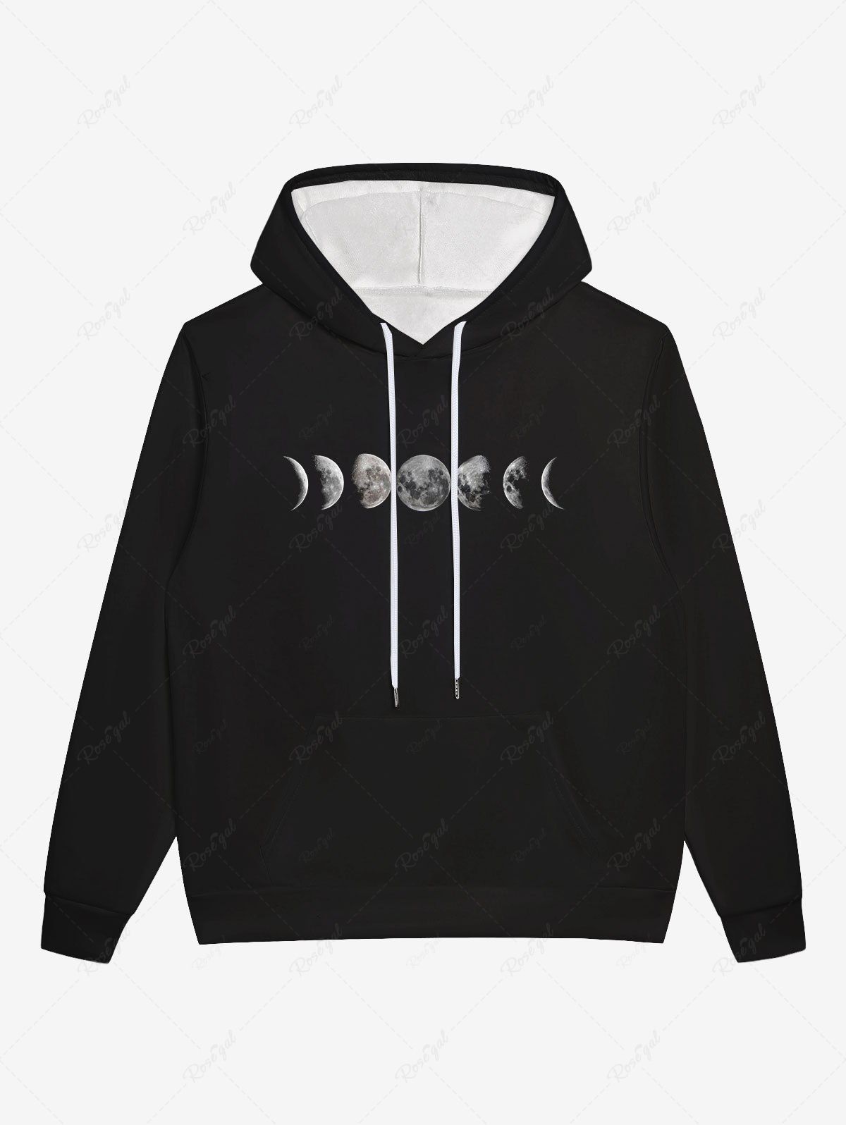 Outfit Gothic Moon Print Drawstring Hoodie For Men  