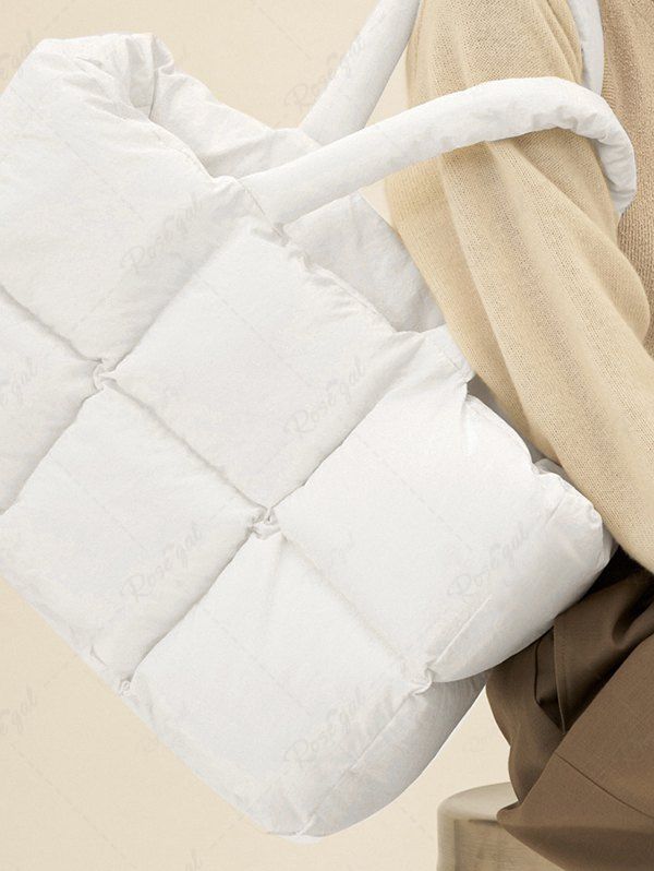 Sac Fourre-tout Matelassé en Couleur Unie Quotidien Design pour Femme Blanc 