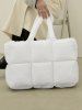 Sac Fourre-tout Matelassé en Couleur Unie Quotidien Design pour Femme - Blanc 