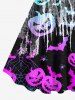 Plus Size Halloween Pumpkin Spider Web Bat Print Tank Dress -  