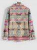 Men's Ethnic Aztec Printed Front Pockets Design Single-breasted Woolen Jacket -  