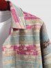 Men's Ethnic Aztec Printed Front Pockets Design Single-breasted Woolen Jacket -  