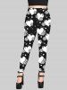 Gothic 3D Heart Floral Print Skinny Leggings -  