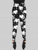 Gothic 3D Heart Floral Print Skinny Leggings -  