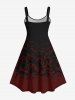 Robe D'Halloween Costume de Chauve-souris et Vampire Imprimés à Paillettes à Ourlet en Dentelle de Grande Taille - Rouge foncé M