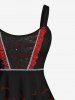 Robe D'Halloween Costume de Chauve-souris et Vampire Imprimés à Paillettes à Ourlet en Dentelle de Grande Taille - Rouge foncé M