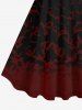 Robe D'Halloween Costume de Chauve-souris et Vampire Imprimés à Paillettes à Ourlet en Dentelle de Grande Taille - Rouge foncé M