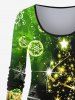 Plus Size Christmas Tree Ball Gift Star Snowflake Glitter Print T-shirt -  