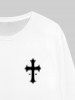 T-shirt Homme Gothique Imprimé Lettre et Croix - Blanc L