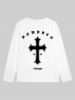 T-shirt Homme Gothique Imprimé Lettre et Croix - Blanc L