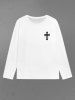 T-shirt Homme Gothique Imprimé Lettre et Croix - Blanc 5XL