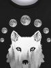 T-shirt Gothique Imprimé Forêt Lune et Loup 3D pour Homme - Noir XL