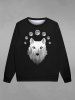 T-shirt Gothique Imprimé Forêt Lune et Loup 3D pour Homme - Noir 5XL