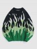 Y2K Aesthetic Flame Graphic Casual Sweater -  