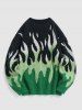 Y2K Aesthetic Flame Graphic Casual Sweater -  