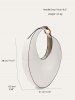Sac Porté Epaule Tressé Lune Design avec Grande Capacité pour Femme - Blanc 