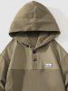 Men's Letter Embroidered Patch Design Kangaroo Pocket Pullover Hoodie -  
