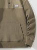 Men's Letter Embroidered Patch Design Kangaroo Pocket Pullover Hoodie -  