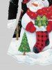 T-shirt Bonhomme de Neige Sapin de Noël et Flocon de Neige Imprimés de Grande Taille - Noir 3X