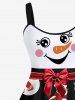 Robe Débardeur avec Nœud Papillon à Imprimé Bonhomme de Neige et Flocons de Neige de Noël Grande-Taille - Noir 5X