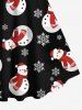 Robe Débardeur avec Nœud Papillon à Imprimé Bonhomme de Neige et Flocons de Neige de Noël Grande-Taille - Noir 6X