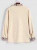 Men's Ethnic Style Geometric Printed Front Pocket Button Fuzzy Fleece Jacket -  
