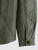 Men's Daily Solid Color Snap Button Flap Cargo Pockets Quilted Padded Jacket -  