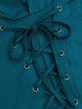 Plus Size Lace Up Handkerchief Bell Sleeve Butterfly Belt Hooded Dress -  